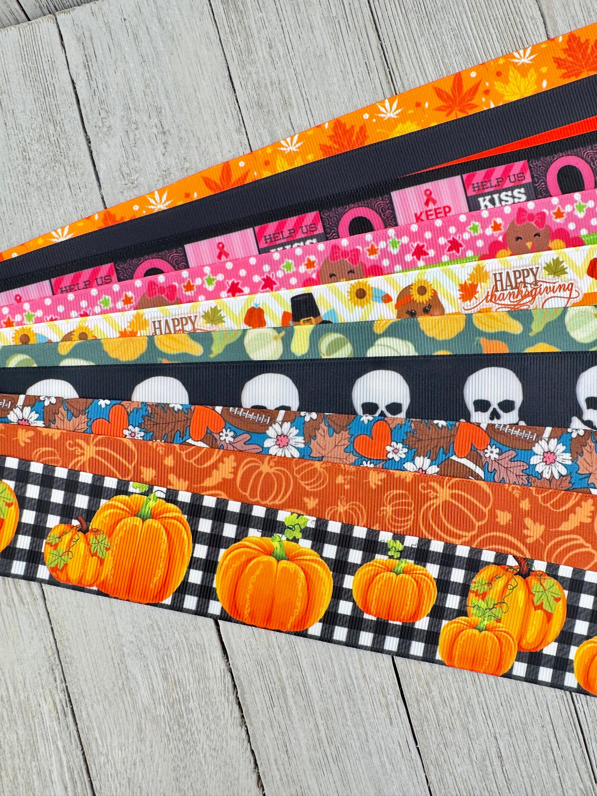Get Exactly What You See! 10 X 1-Yard Cuts 1.5" Fall Holidays Mix Assorted Grosgrain Printed Ribbon, Bow, Gift Wrap, Luggage Tag