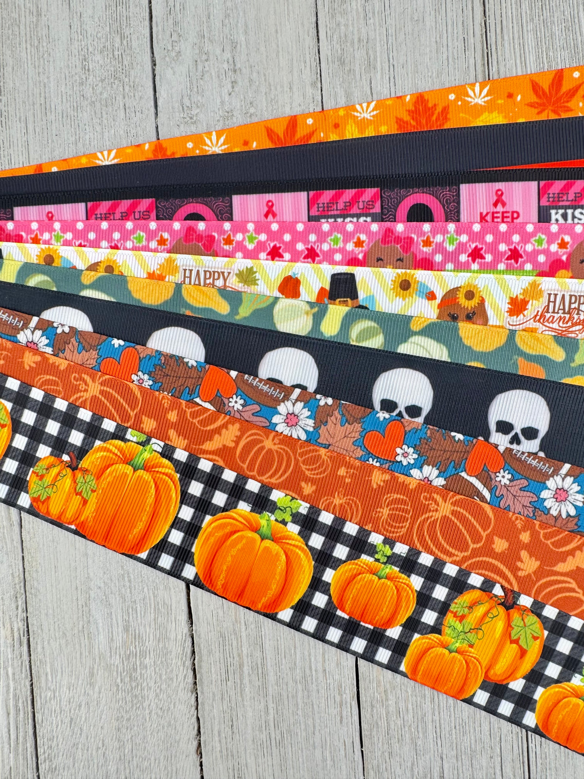 Get Exactly What You See! 10 X 1-Yard Cuts 1.5" Fall Holidays Mix Assorted Grosgrain Printed Ribbon, Bow, Gift Wrap, Luggage Tag