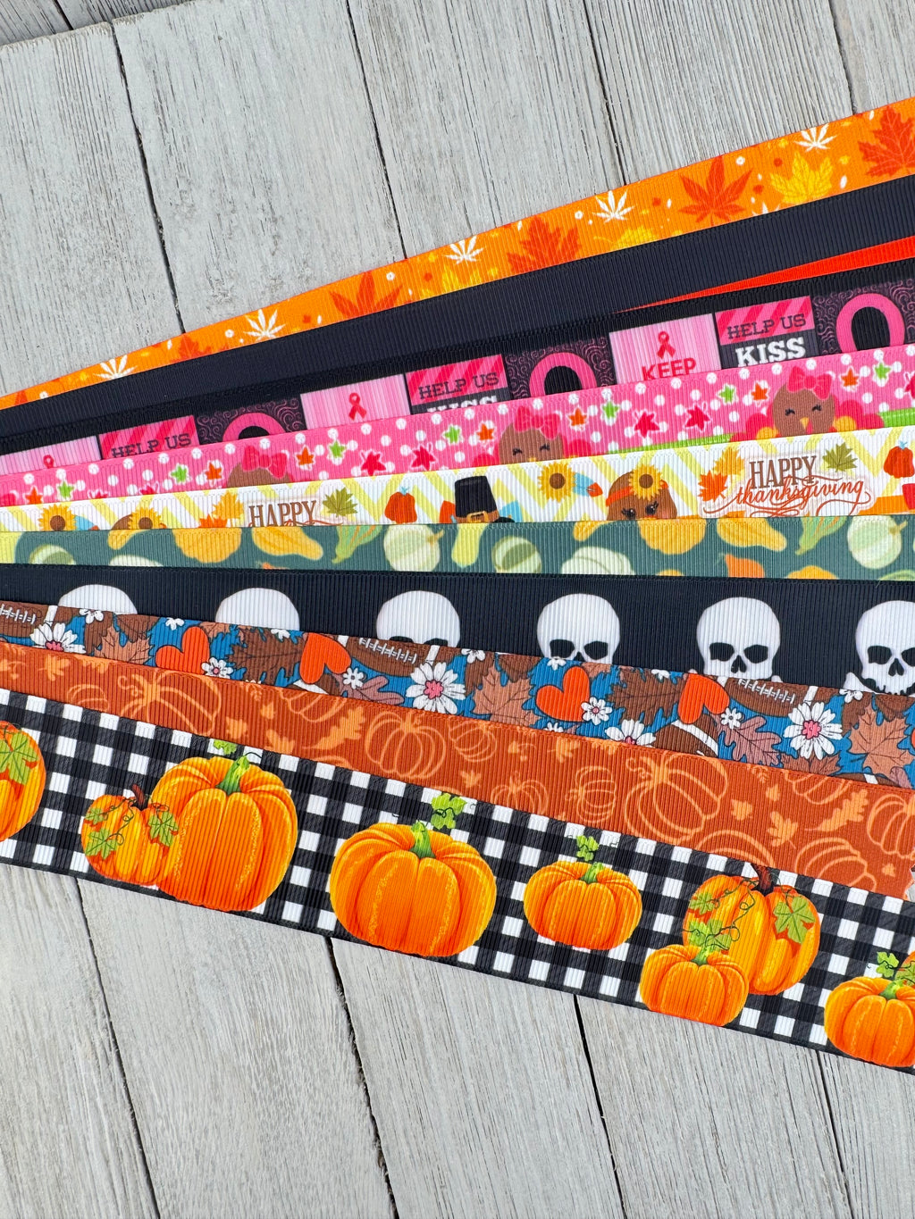 Get Exactly What You See! 10 X 1-Yard Cuts 1.5" Fall Holidays Mix Assorted Grosgrain Printed Ribbon, Bow, Gift Wrap, Luggage Tag