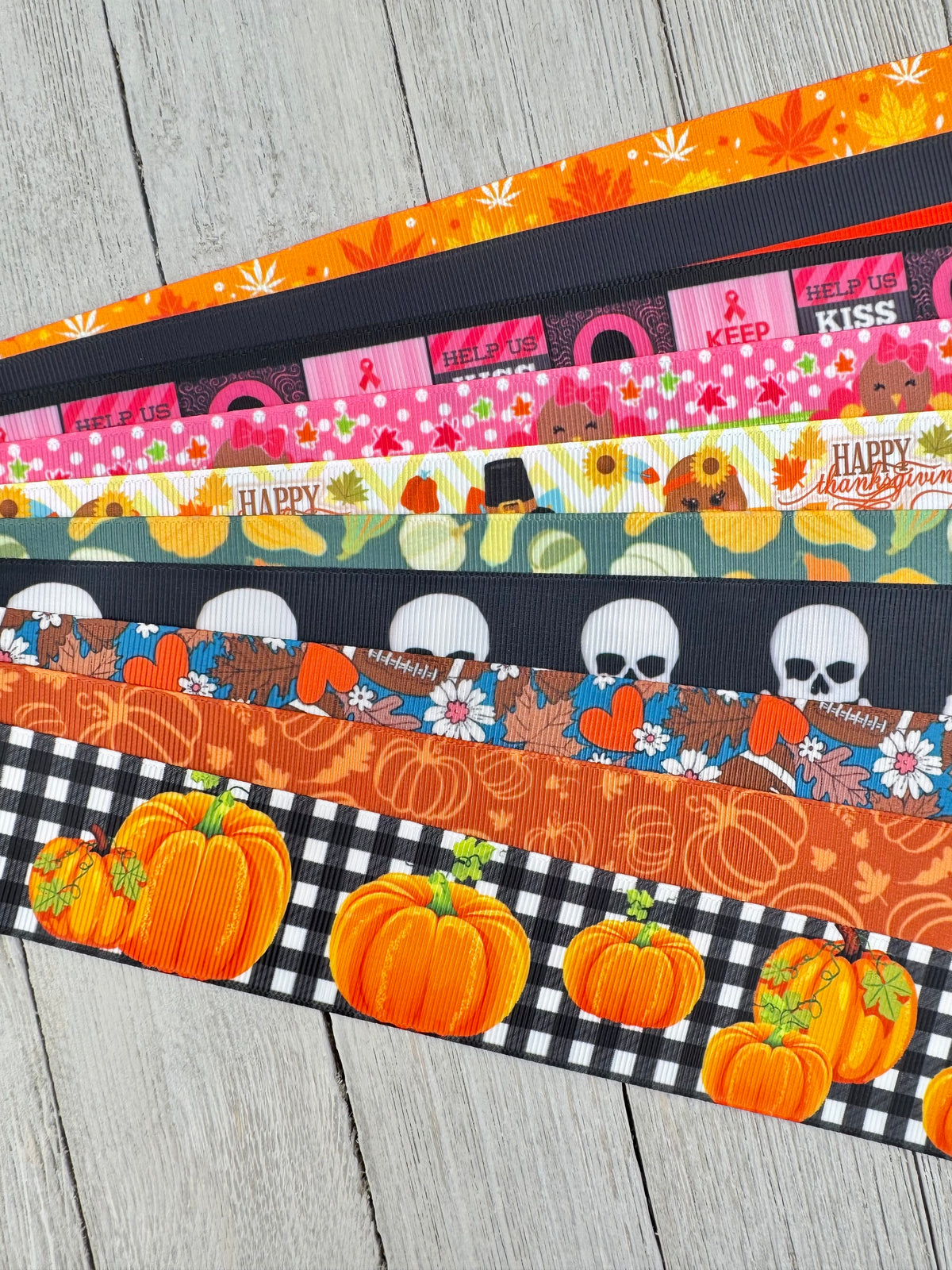 Get Exactly What You See! 10 X 1-Yard Cuts 1.5" Fall Holidays Mix Assorted Grosgrain Printed Ribbon, Bow, Gift Wrap, Luggage Tag