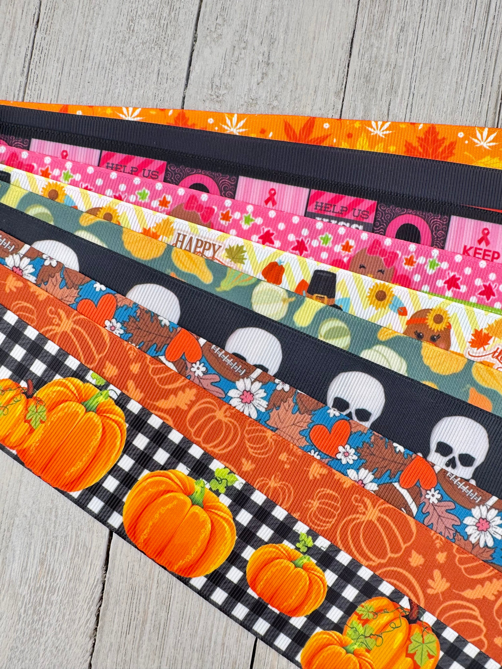 Get Exactly What You See! 10 X 1-Yard Cuts 1.5" Fall Holidays Mix Assorted Grosgrain Printed Ribbon, Bow, Gift Wrap, Luggage Tag