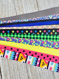 Get Exactly What You See! 10 - 1-Yard Cuts of 5/8" Stripes Dots Plaids Assorted Grosgrain Ribbon Decor Party Bow Wrap - Kids Crafts - Tag