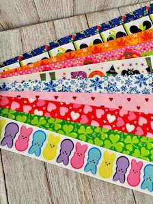 Get Exactly What You See! 10 - 1-Yard Cuts of 1.5" Mixed Seasonal Holiday Assorted Grosgrain Printed Ribbon - Craft - Hair Bow