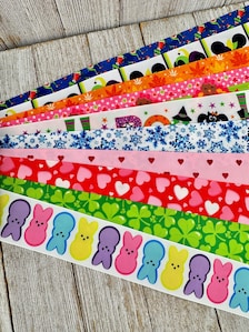 Get Exactly What You See! 10 - 1-Yard Cuts of 1.5" Mixed Seasonal Holiday Assorted Grosgrain Printed Ribbon - Craft - Hair Bow