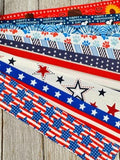 Get Exactly What You See! 10 x 1-Yard Cuts of 1.5" Holiday Mix Patriotic July 4 Red, White, Blue Assorted Grosgrain Ribbon  Party Bow - Tag
