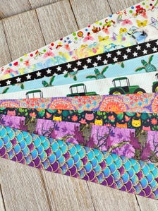 Get Exactly What You See! 10 - 1-Yard Cuts of 1.5" Fun Summer Prints Assorted Grosgrain Ribbon - Printed Ribbon - Luggage Tag - Gift Wrap