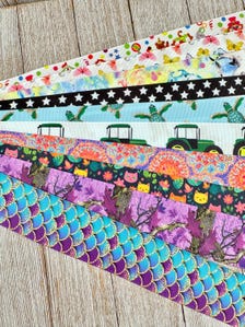 Get Exactly What You See! 10 - 1-Yard Cuts of 1.5" Fun Summer Prints Assorted Grosgrain Ribbon - Printed Ribbon - Luggage Tag - Gift Wrap