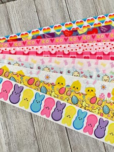Get Exactly What You See! 10 x 1-Yard Cuts: 1.5" Half & Half Easter, Valentines Day Holiday Mix
