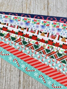 Get Exactly What You See! 10 x 1-Yard Cuts of 5/8" Holiday Christmas Winter Assorted Grosgrain Printed Ribbon Bundle