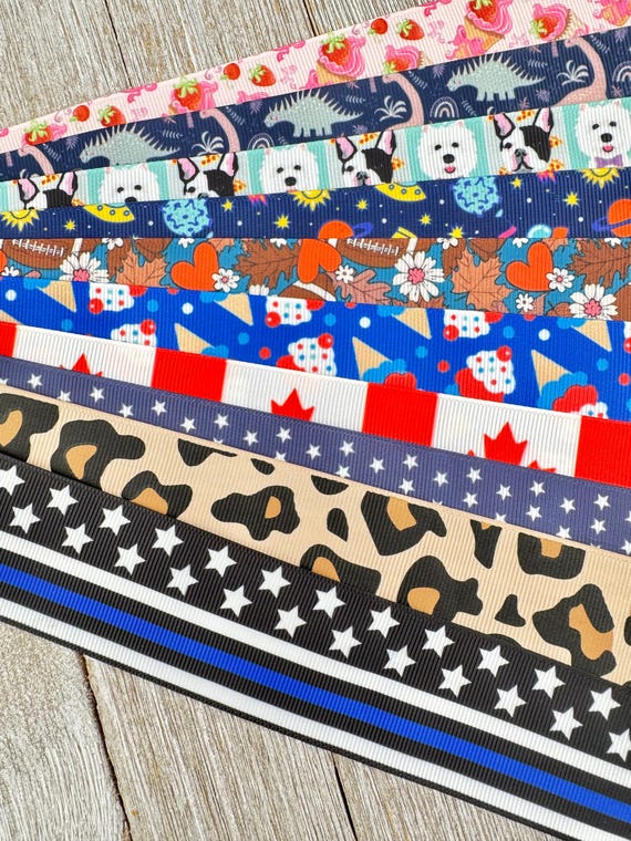 Get Exactly What You See! 10 - 1-Yard Cuts of 1.5" Summer Fun Animal & Beach Themed Prints Assorted Grosgrain Printed  Ribbon - Bow - Tag