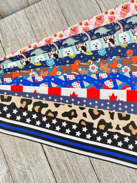 Get Exactly What You See! 10 - 1-Yard Cuts of 1.5" Summer Fun Animal & Beach Themed Prints Assorted Grosgrain Printed  Ribbon - Bow - Tag