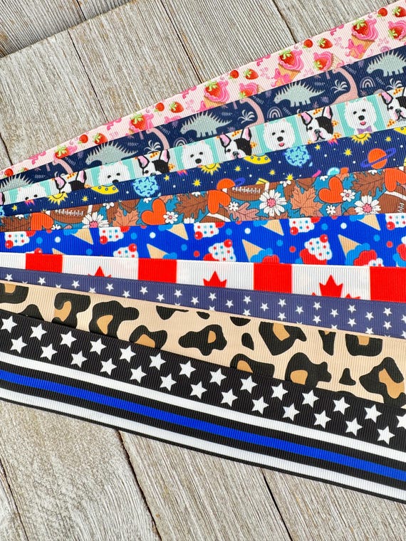 Get Exactly What You See! 10 - 1-Yard Cuts of 1.5" Summer Fun Animal & Beach Themed Prints Assorted Grosgrain Printed  Ribbon - Bow - Tag
