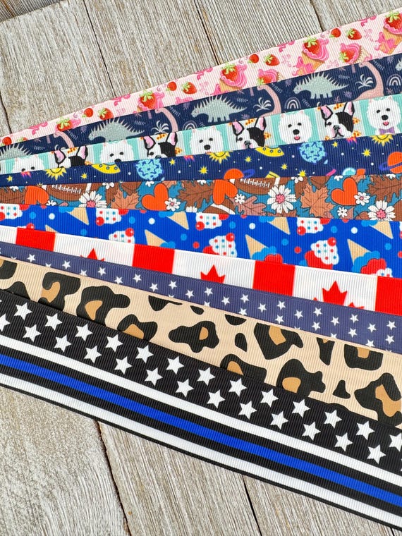 Get Exactly What You See! 10 - 1-Yard Cuts of 1.5" Summer Fun Animal & Beach Themed Prints Assorted Grosgrain Printed  Ribbon - Bow - Tag