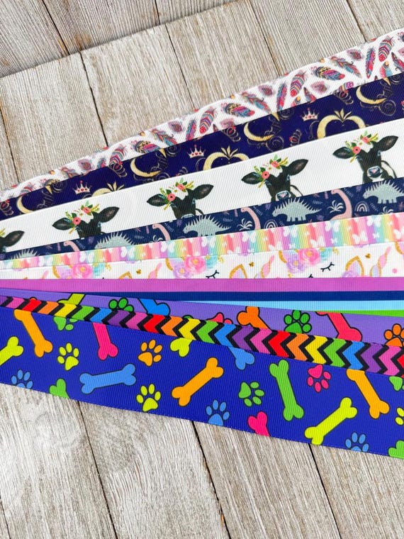 Get Exactly What You See! 10 - 1-Yard Cuts of 1.5" Summer Fun Animal & Beach Themed Prints Assorted Grosgrain Printed  Ribbon - Bow - Tag
