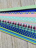 Get Exactly What You See! 10 - 1-Yard Cuts of 5/8" Stripes Plaids Dot Assorted Grosgrain Printed Ribbon - Tag- Wrap - Hair Bow - Trim - Band