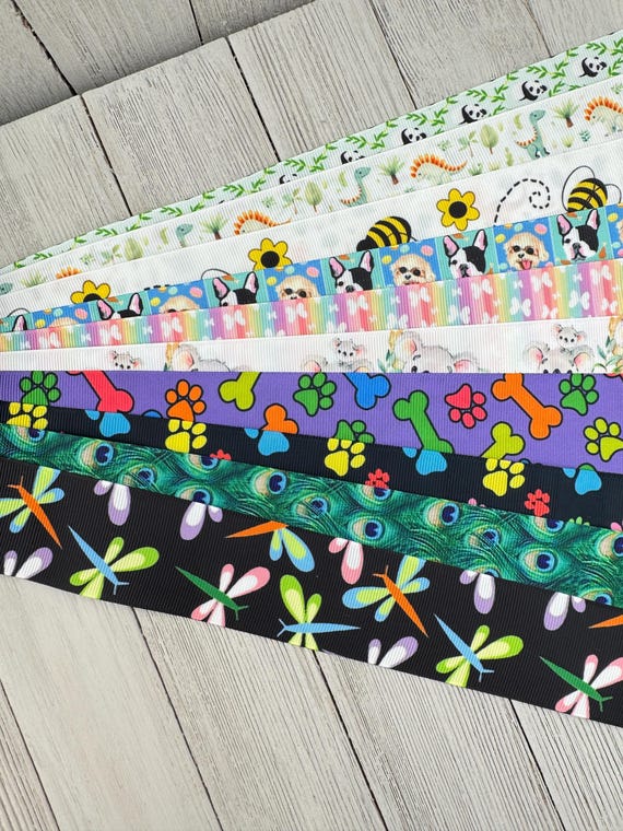 Get What You See! 10 x 1-Yard Cuts Printed Ribbon: 1.5", Animal Theme, Luggage Tags, Dog Collar, Bow