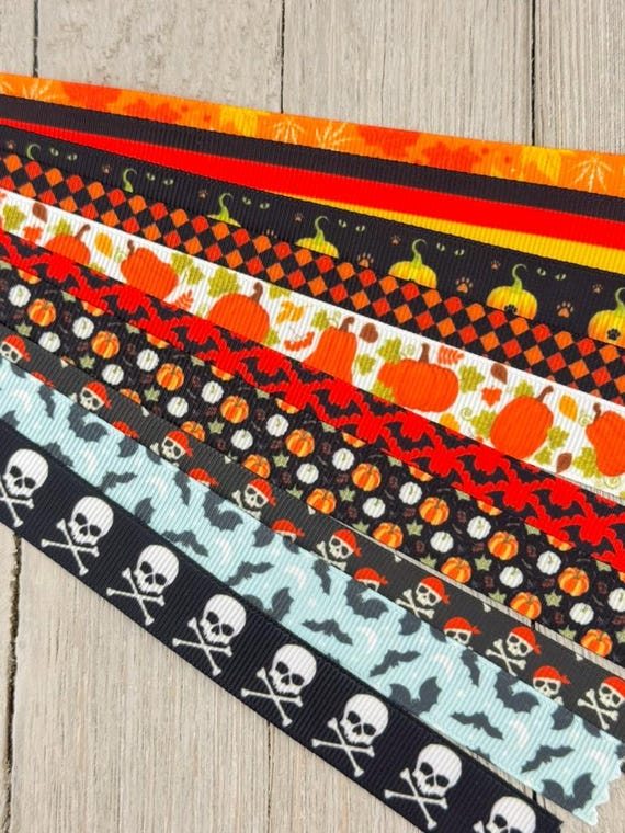 Get Exactly What You See! 10 x 1-Yard Cuts Printed Grosgrain Ribbon: 5/8", Fall & Halloween Holiday Mix, Dog Collar, Hair Bow, Gift Wrap (Copy)